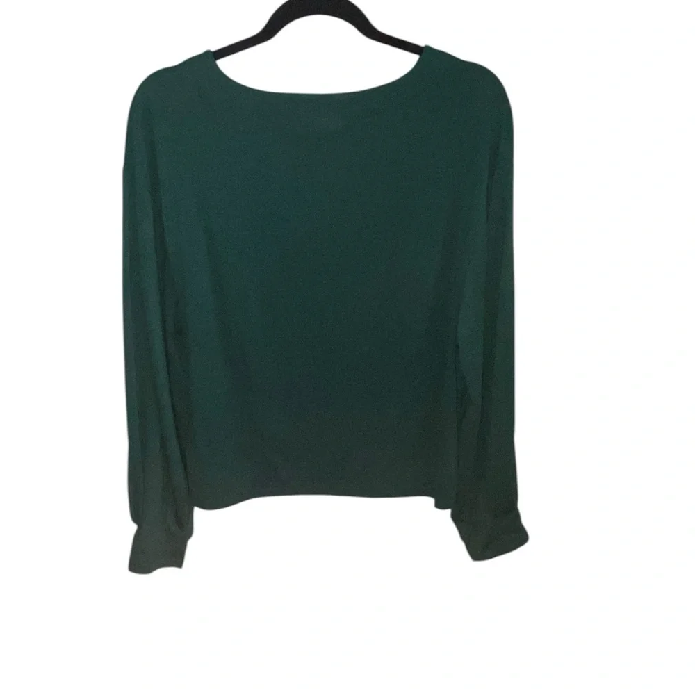 Prologue Forest Green Jersey knit Long Sleeve Crewneck blouse basic minimalist - Picture 12 of 13